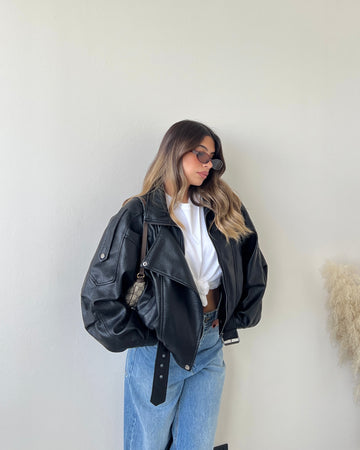 Chiodo oversize martellato nero DD73A