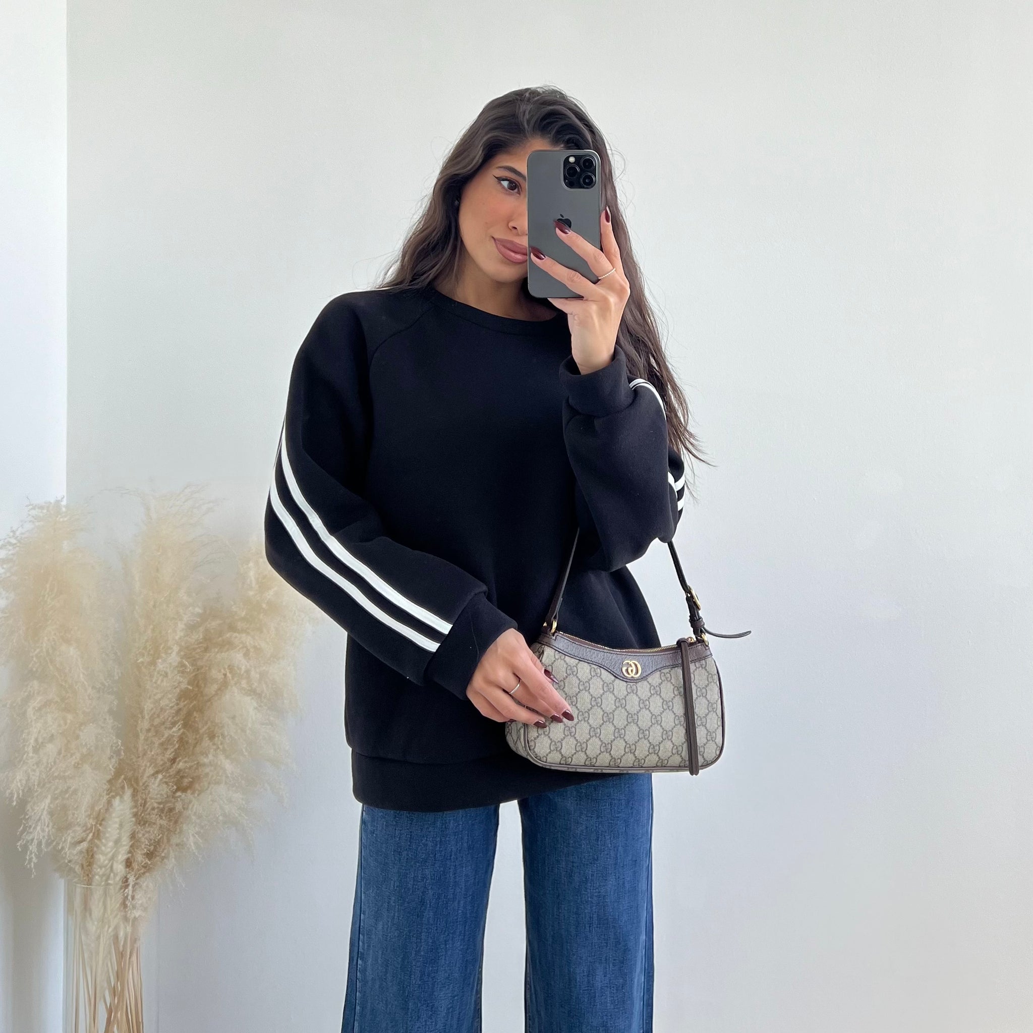 Felpa oversize extra calda nera