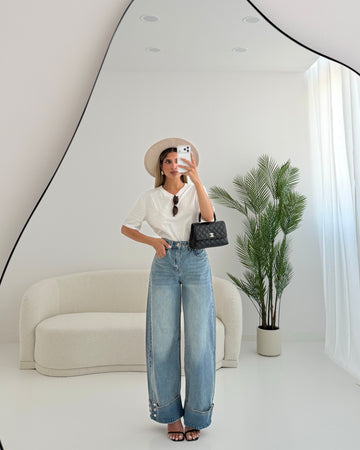 Jeans con cintura con risvolto con bottoni a clip 5127