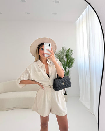 Blusa misto lino con doppia tasca