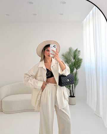 Blusa oversize in misto lino