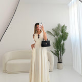 Abito basic con tasche in cotone avorio