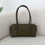 Borsa in simil pelle a spalla con manico lunghi pistacchio