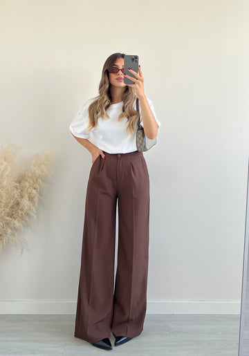 Pantalone palazzo basic caffè