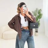 Camicia a quadretti brown e bordeaux