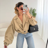 Bomber oversize foderato doppiopetto beige