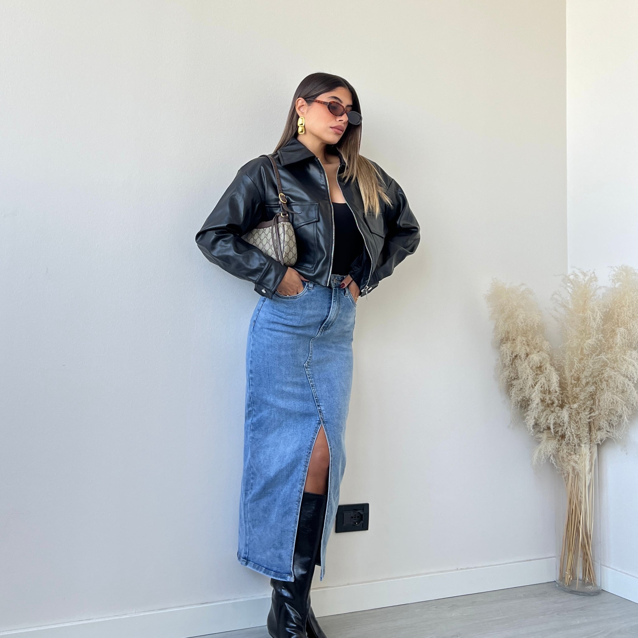 Gonna denim lavaggio chiaro N2676
