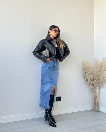 Gonna denim lavaggio chiaro N2676