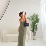 Abito basic in simil raso verdone