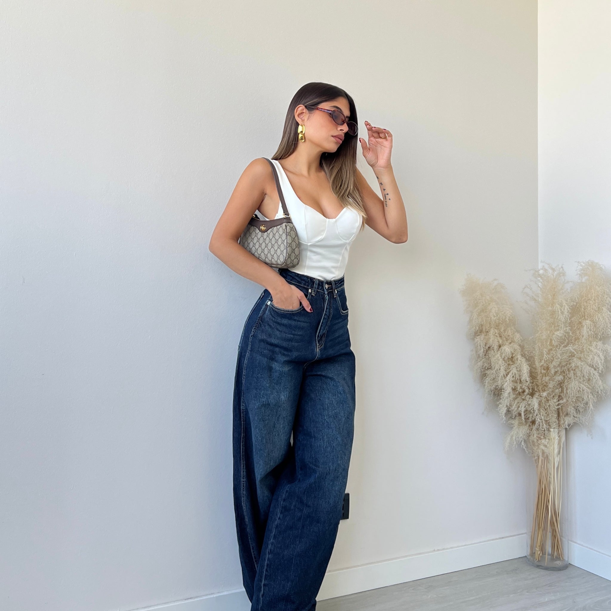 Jeans baggy blu scuro V1126