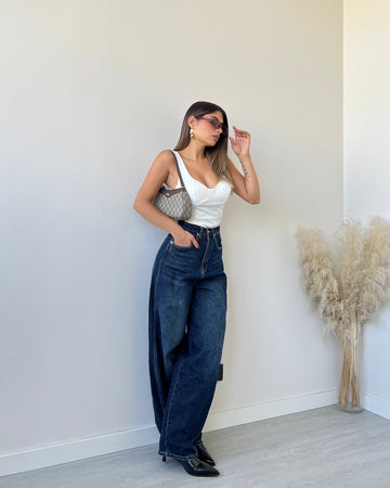 Jeans baggy blu scuro V1126