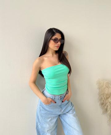 Top a fascia con coppe verde acqua