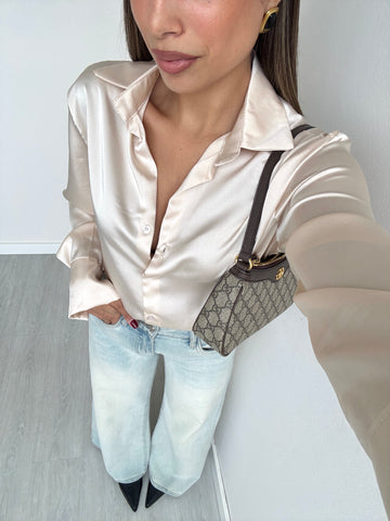Camicia simil raso champagne
