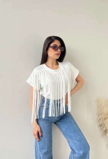 Tshirt con frange bianca