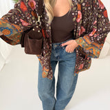 Kimono Osaka brown flowers