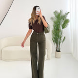 Jeans a vita alta wide leg verdone