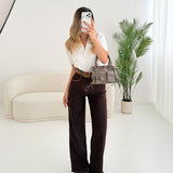 Jeans palazzo brown con cintura