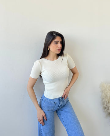 Maglia a coste beige