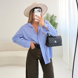 Camicia righe sottili celeste