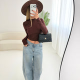 Maglia corta a manica lunga brown