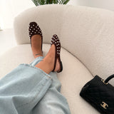 Slingback scamosciata con borchie brown