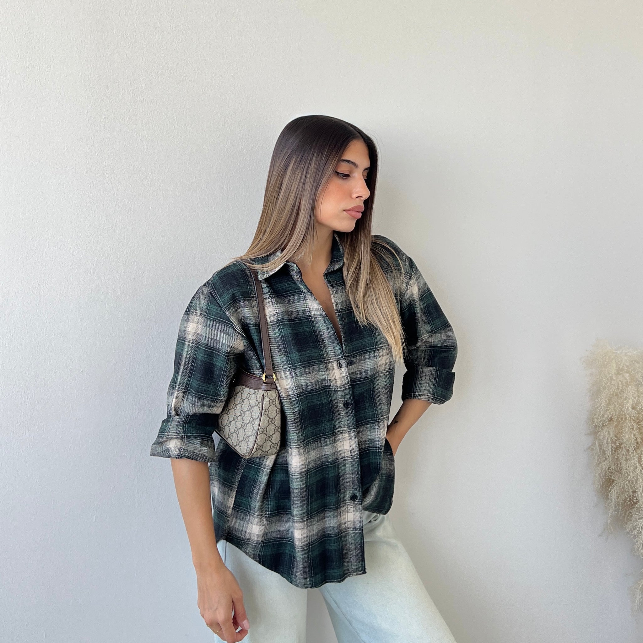 Camicia in cotone tartan verde