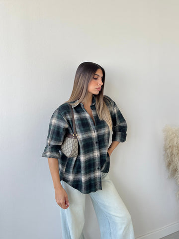 Camicia in cotone tartan verde
