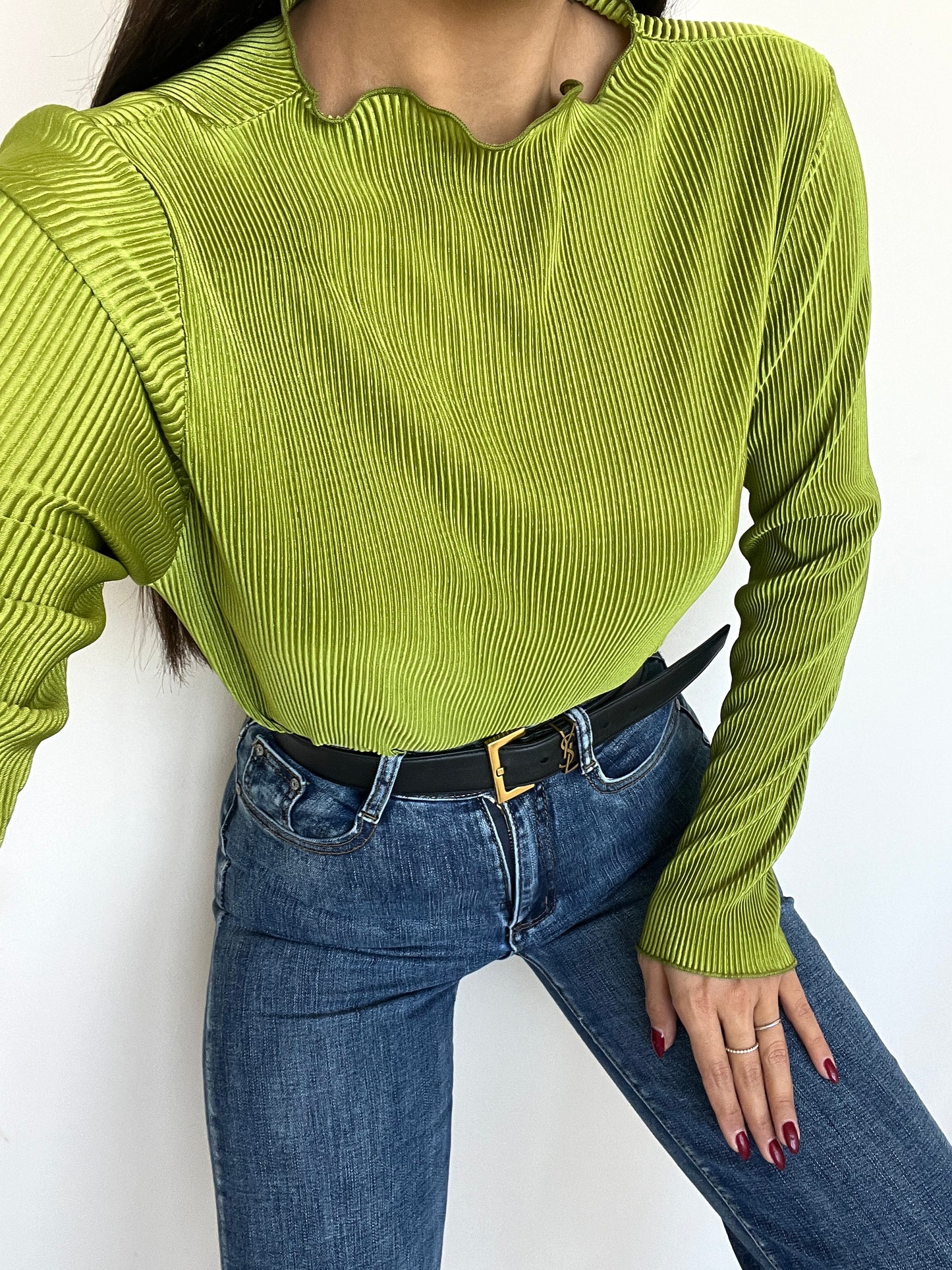 Blusa arricciata verde