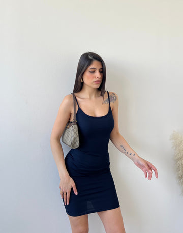 Mini abito a costine blu