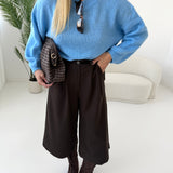 Pantalone coulotte con pinces e cintura brown