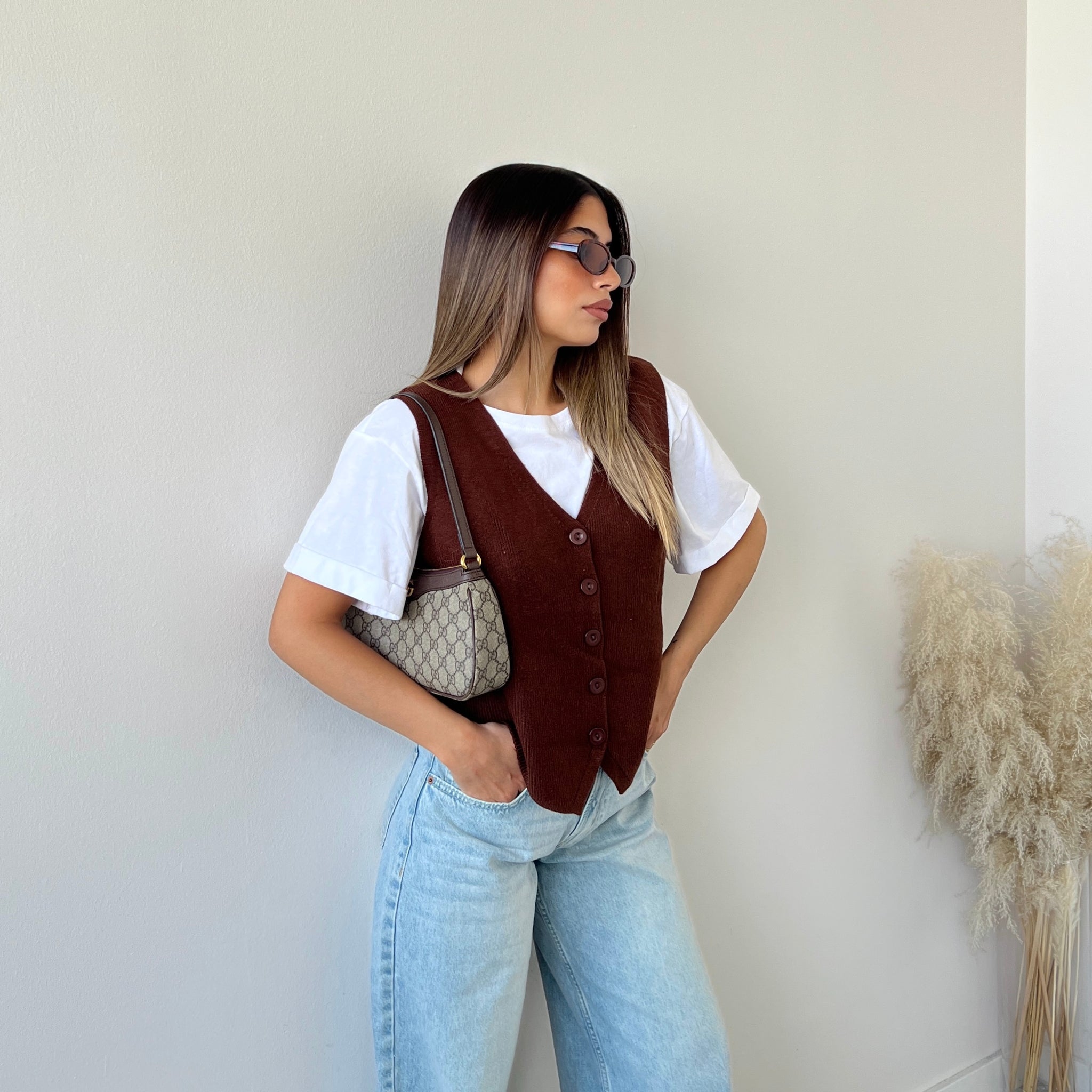 Gilet Alice in maglia con bottoni caffè