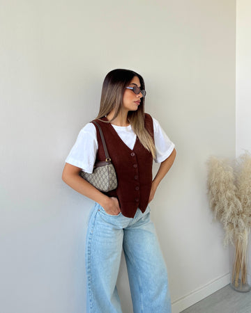 Gilet Alice in maglia con bottoni caffè