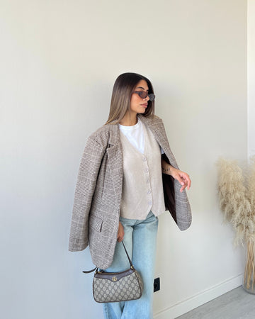 Gilet Alice in maglia con bottoni sabbia