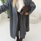 Cappotto lana spazzolata doppiopetto grey