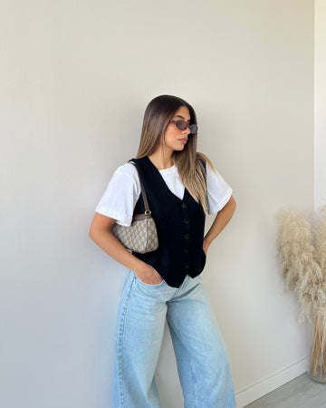 Gilet Alice in maglia con bottoni nero