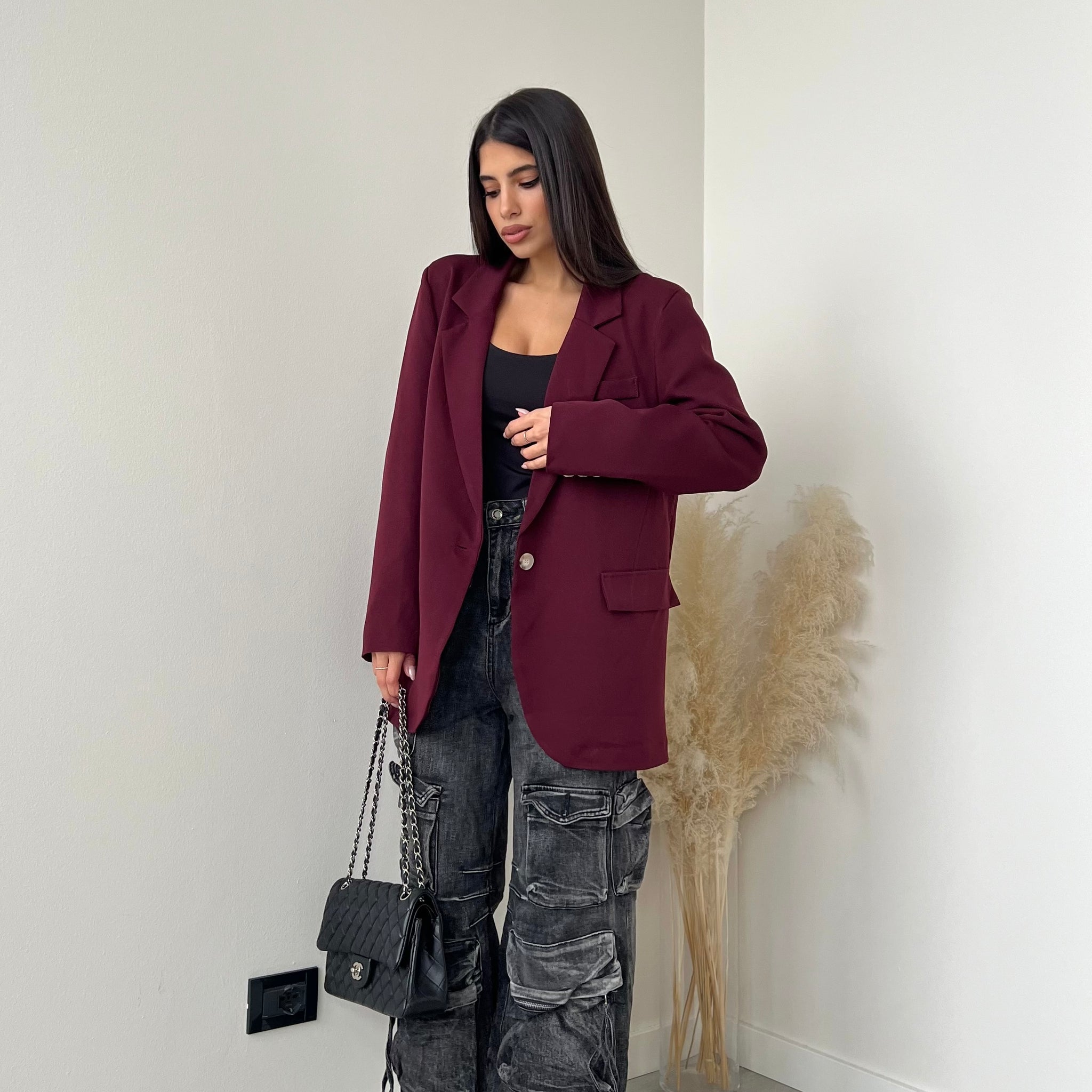 Giacca oversize bordeaux