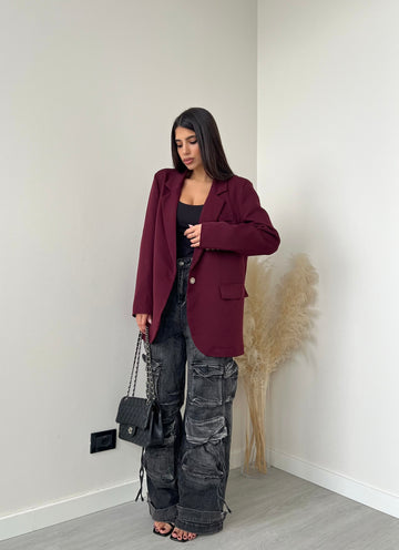 Giacca oversize bordeaux