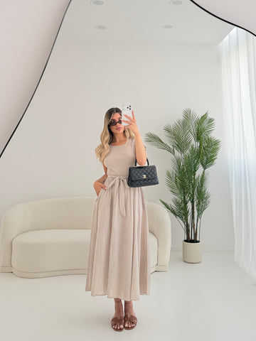 Abito Bella in cotone beige