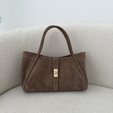 Borsa in vera pelle scamosciata con interno rosso fango