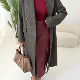 Cappotto doppiopetto in lana pied de poule verde