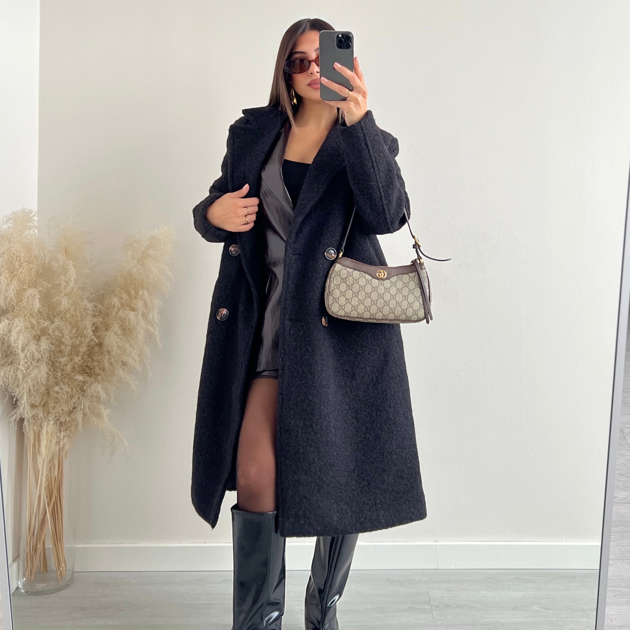 Cappotto oversize doppiopetto nero