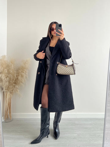 Cappotto oversize doppiopetto nero
