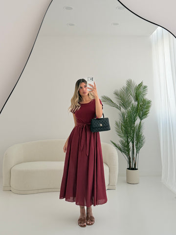 Abito Bella in cotone bordeaux