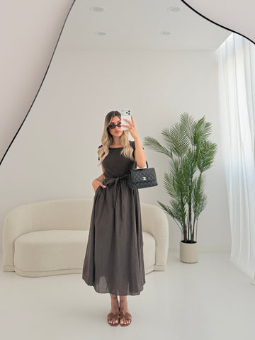 Abito Bella in cotone brown