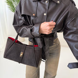 Borsa in vera pelle scamosciata con interno rosso brown