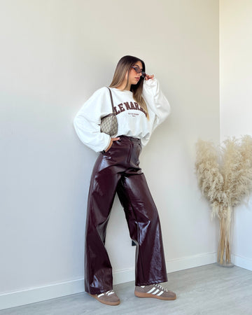 Pantalone in vinile burgundy