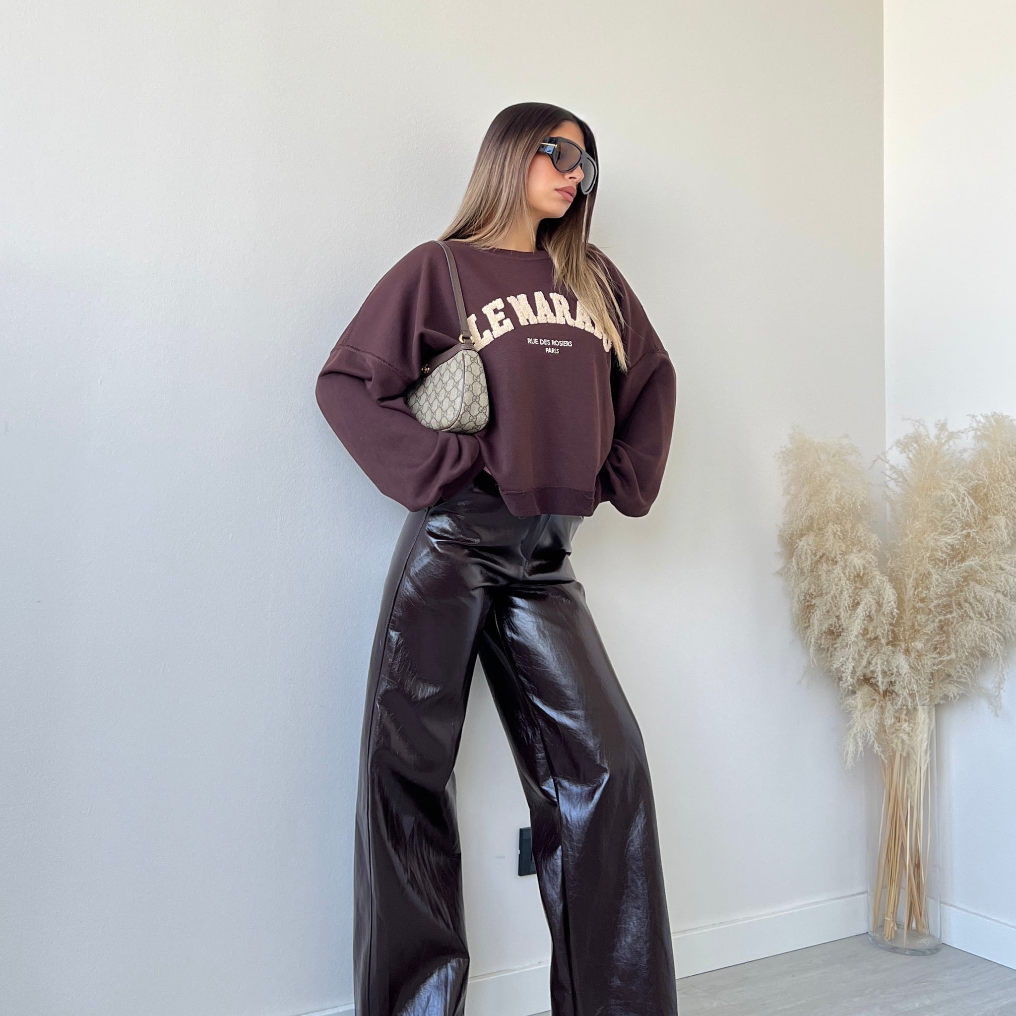 Pantalone in vinile testa di moro