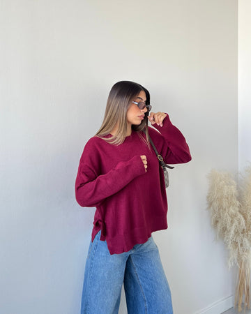 Maglione Denise con fiocchetti bordeaux