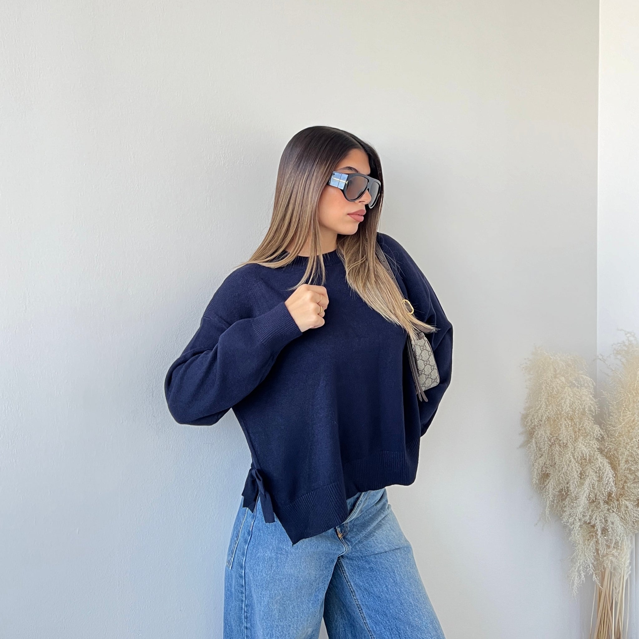 Maglione Denise con fiocchetti blu