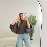 Blusa Butterfly tinta unita brown